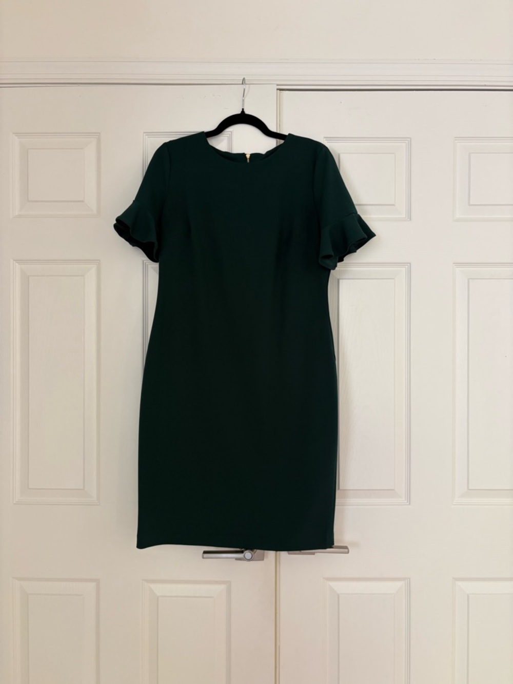 Calvin Klein Dark Green Ruffle Sleeve Mini Dress